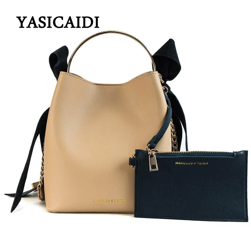 YASICAIDI Women Handbag Fashion Women Bucket Crossbody Female Bags Chain Mental Handle Ladies bag Casual Tote Bag For Women 2018