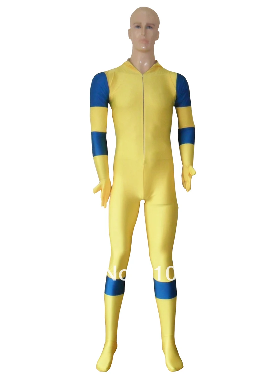 Deadpool Costume yellow blue spandex high elastic superhero deadpool