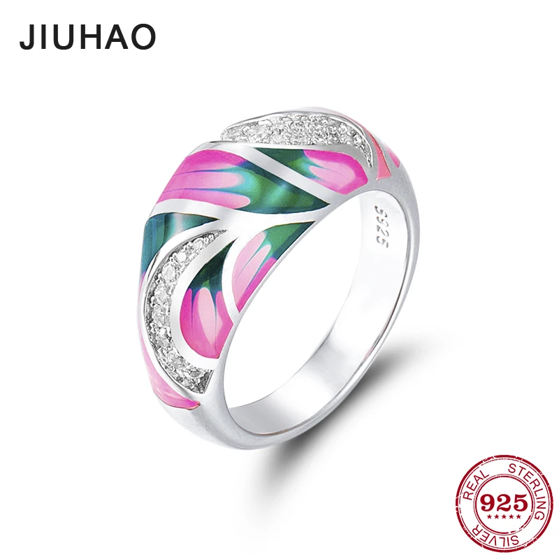 

New like pink lotus for women 100% Authentic 925 Sterling Silver charms Dazzling CZ fashion Ring Party Jewelry Enamel