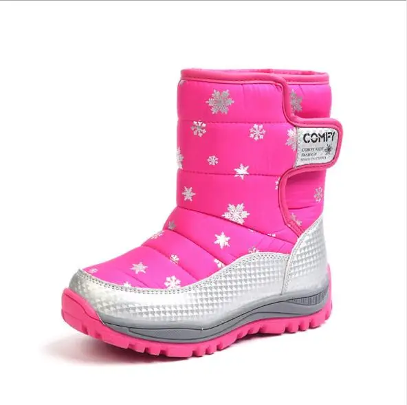 

Free Shipping 1pair Waterproof Kids ski boots Boy/girl Snow Boots Winter warm Snow Boots Fashion Children Boots