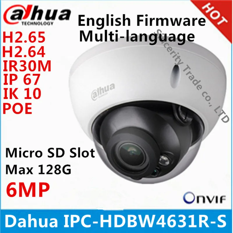 Dahua IPC HDBW4631R S 6MP IP камера IK10 IP67 IR30M Встроенная POE SD слот видеонаблюдения|6mp ip camera|ip