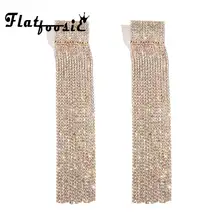 Длинные серьги-гвоздики с кисточками и кристаллами, модные золотые и серебряные серьги с подвеской на цепочке для невесты, женские Вечерние и свадебные серьги