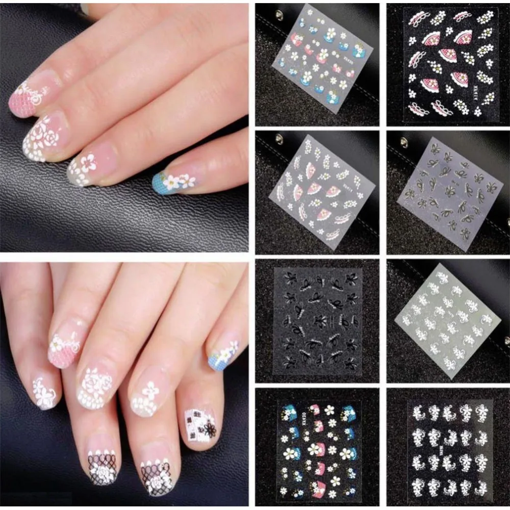 50 листов модные шикарные цветной дизайн ногтей 3D Наклейки Маникюр деколь декорации