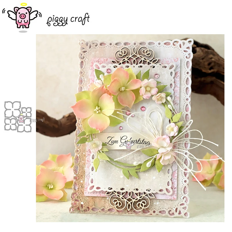 

Piggy Craft metal cutting dies cut die mold 4Pcs Flower decoration Scrapbook paper craft knife mould blade punch stencils dies