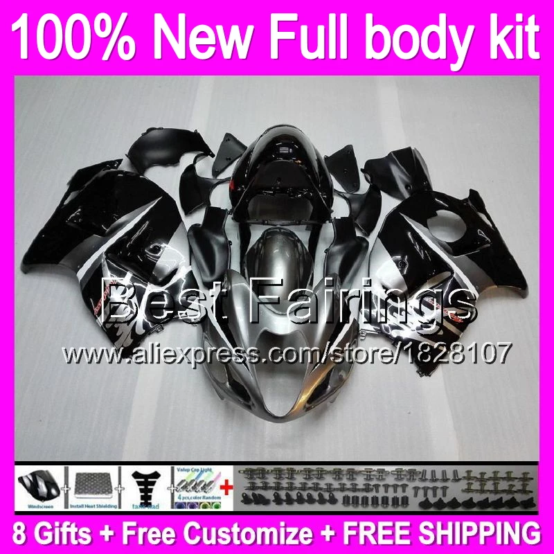 

Fairing Black silver For SUZUKI Hayabusa GSXR1300 96 97 98 99 00 01 15B2 GSXR 1300 GSX R1300 GSXR-1300 02 03 04 05 06 07 +Decal