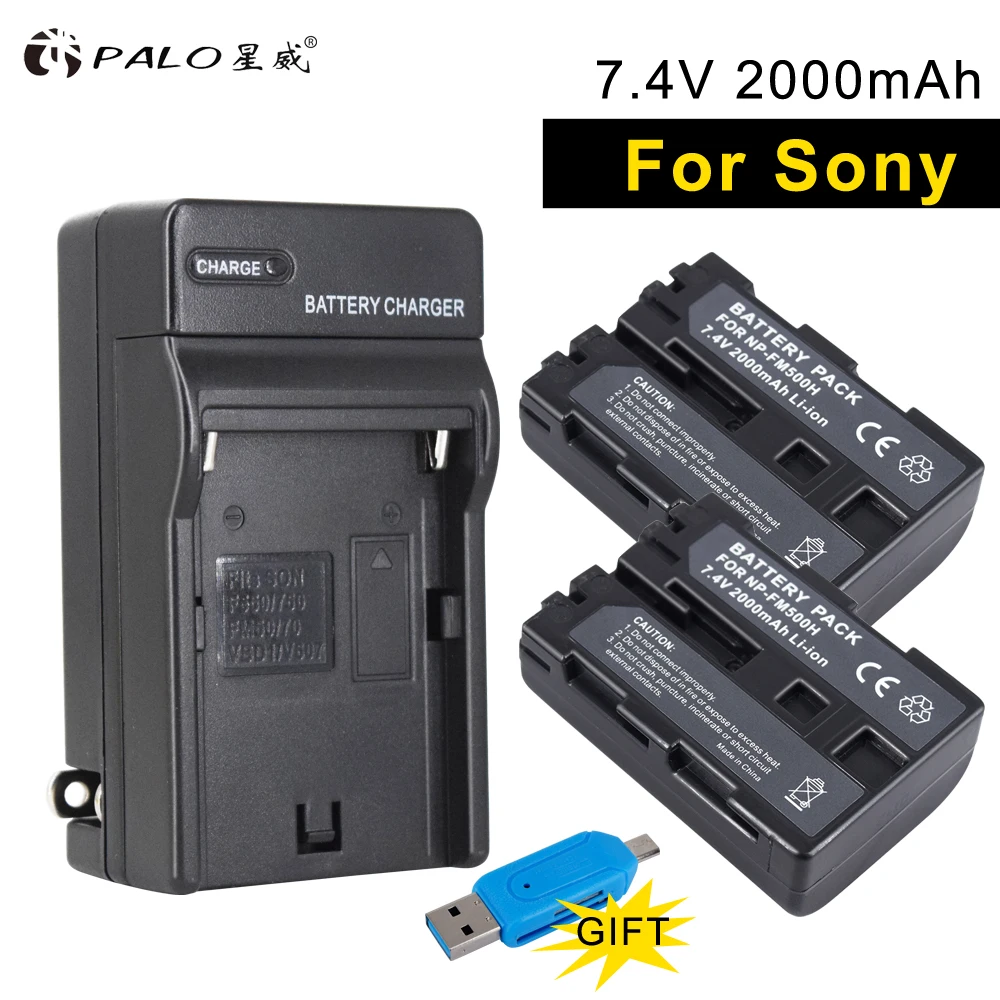

PALO FM500H 2000mAh 2pcs digital camera batteries+charger for SONY a200 a200k a200w a300 a350 a450 a500 a550 a700 a850 a900 ect
