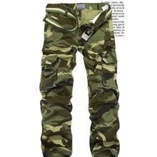 Горячие продаж бренда Для мужчин модные армия зеленый/серый/Камуфляж Повседневное Брюки-карго военные камуфляж мульти карман Штаны джоггеры для мужчин