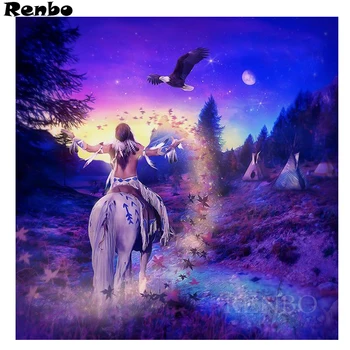 

Fashion Art 5D DIY diamond embroidery Horse,eagle,Indian,man,Full Square cross stitch painting diamond mosaic wall painting B382