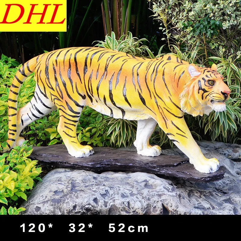 

120CM Simulation Animals Statue Tigers Bust Colophony Crafts Cartoon Home Desktop Decoration Office Collectible L2233