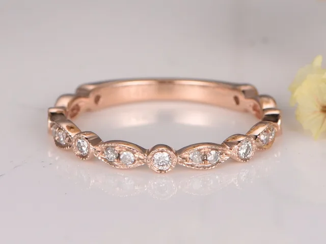 Myray Wedding Bands Diamond Engagement Ring Bezel Set Milgrain Myray Wedding Bands Diamond Engagement Ring Bezel Set Milgrain Band Rose Gold
