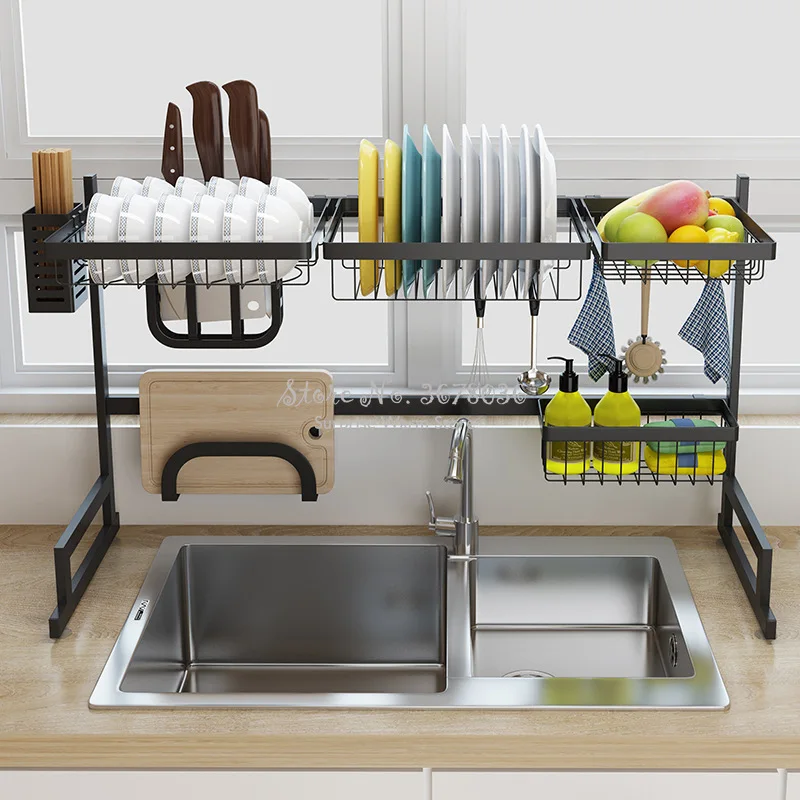  2 Layers Multi-use Stainless Steel Dishes Rack Stready Sink Drain Rack Kitchen Oragnizer Rack Dish  - 33032374720