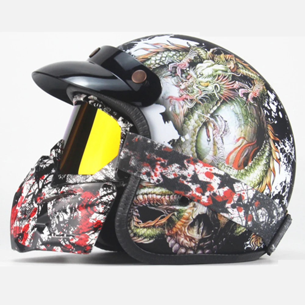 

Motorcycle Helmet Retro Moto Casco Men Open Face Helmet Motocross Racing Motorbike Dirt Bike Cruiser Helmet Capacete Moto