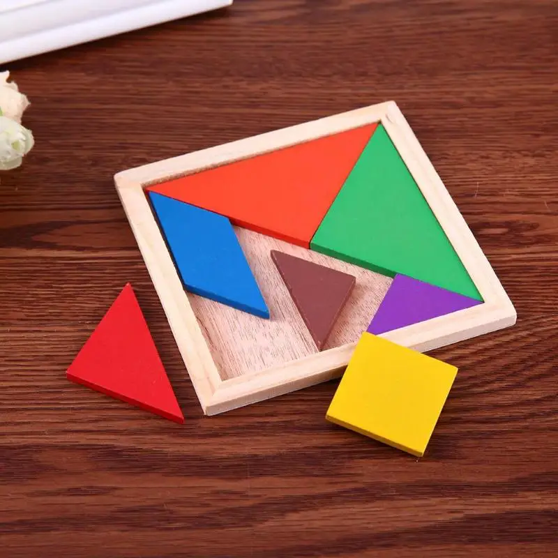 Детская деревянная головоломка Танграм доска геометрическая форма DIY совпадающие игровые наборы детский мозговой Прорезыватель Интеллектуальный тренировочный инструмент