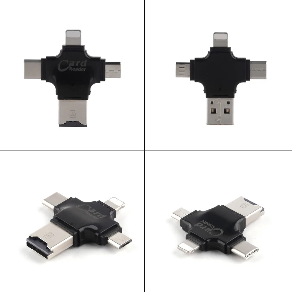 4 в 1 type-c/Lightning/Micro USB, для карты памяти Reader Micro SD кардридер для Andrews/iphone/type-c/компьютера