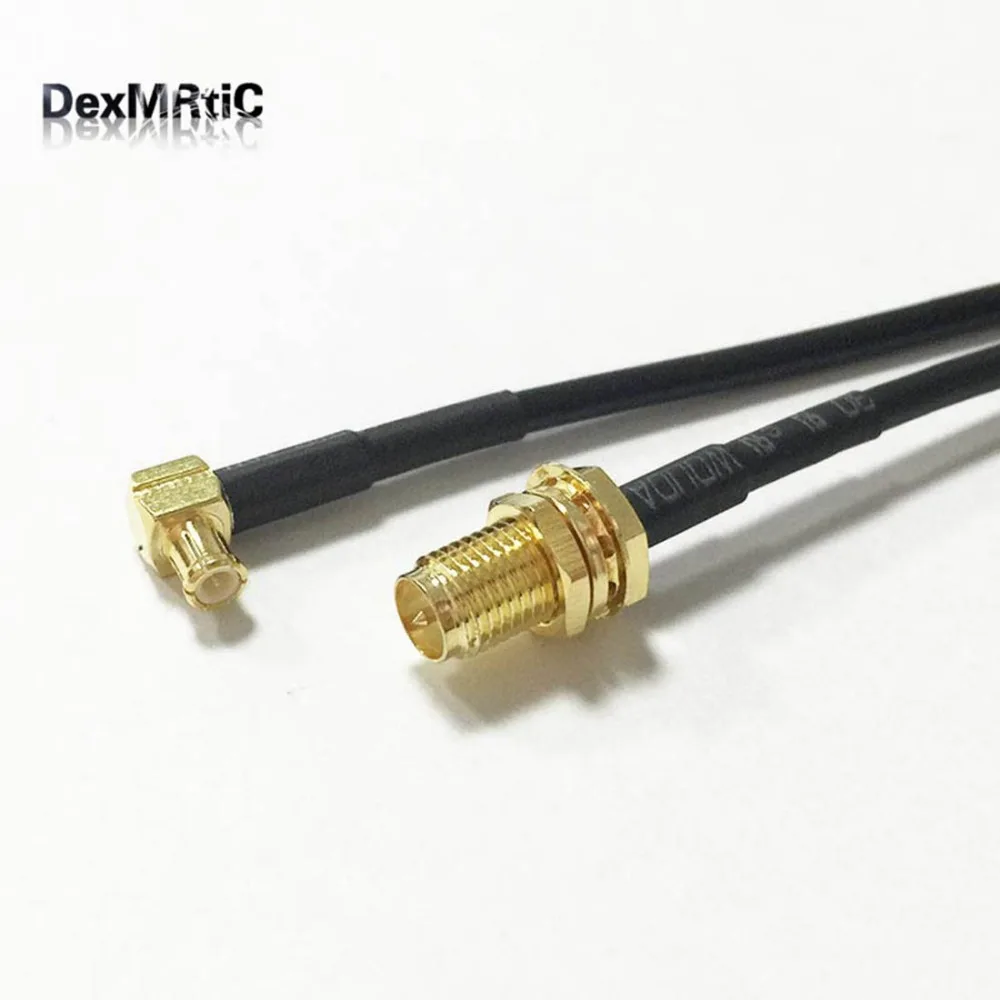 

New RP SMA Female Jack nut to MCX Male Plug Right Angle Connector RG174 Coaxial Cable 20CM 8" Adapter