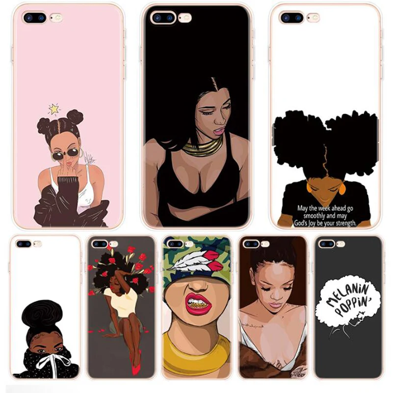 

For iPhone 8 Black Girl Afro Melanin Poppin Aba case for iPhone X XS Max XR Case 6S 6 5 5S 7Plus Case For iPhone 7Plus TPU cases