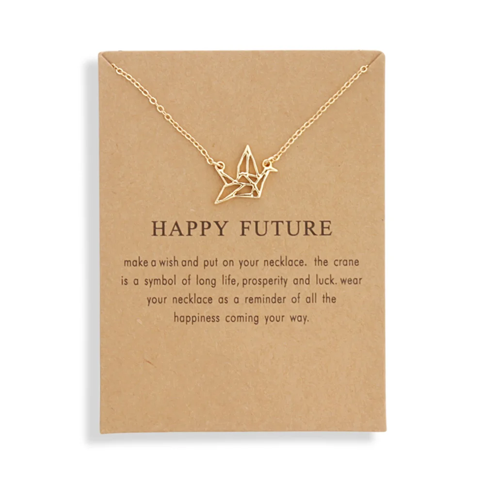 

Happy Future Paper Crane Necklace Women Origami Pigeon Pendant Clavicle Chain Statement Choker Necklaces