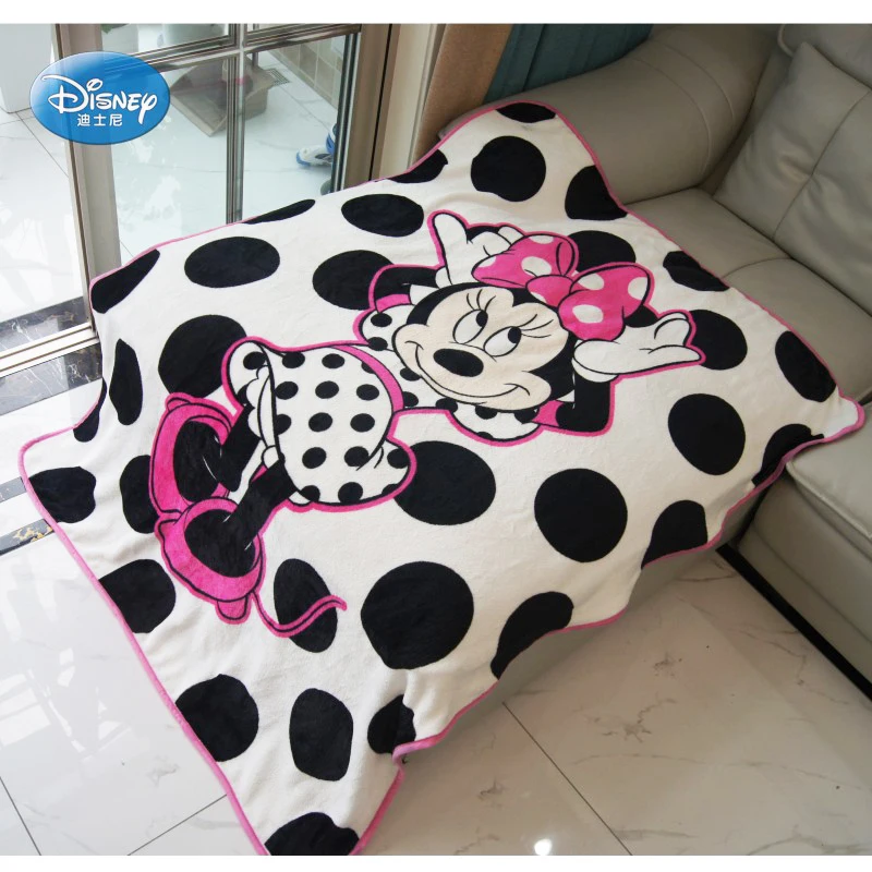 Мягкое фланелевое одеяло в горошек с рисунком из мультфильма Дисней Минни Маус для девочек, детское одеяло на кровать, диване, 117X152 см, подарок для детей
