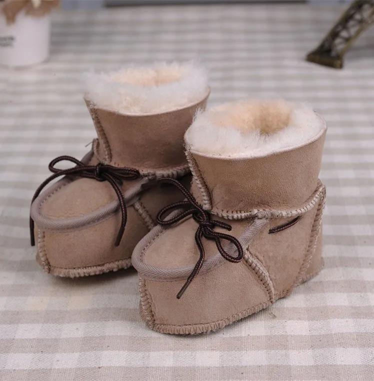 Детская обувь для новорожденных; зимняя обувь из овечьей кожи для мальчиков и девочек; зимняя мягкая обувь для малышей; WMC2123