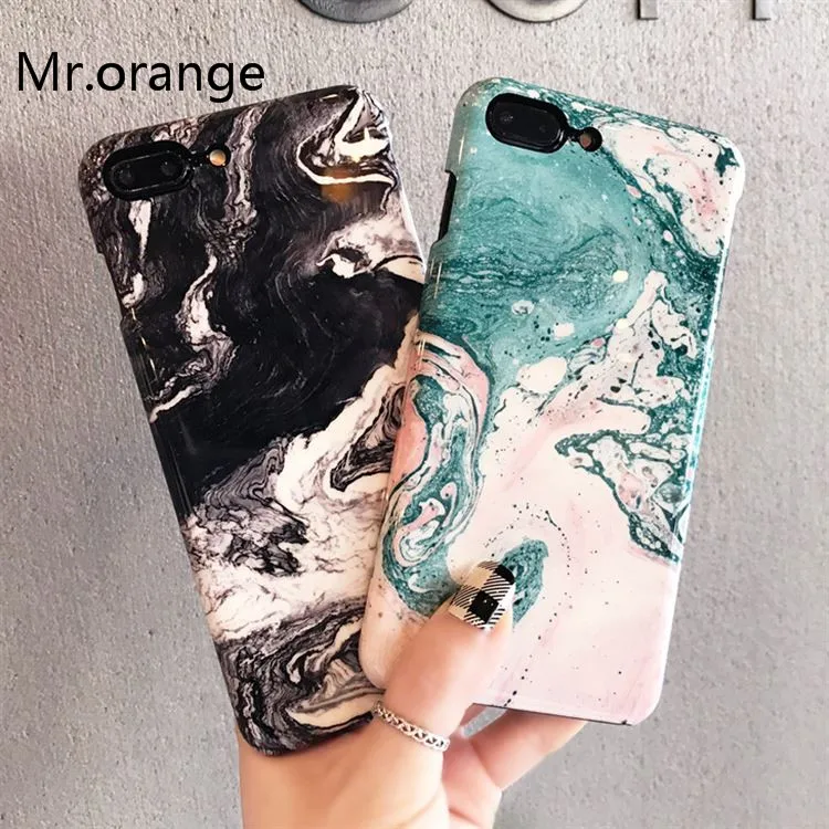 

marble phone Case For iPhone 7 8 Plus clouds Painting Glossy phone Cases For iPhone X 8 7 6 6S Plus hard plastic Back Cover