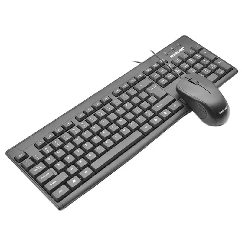 Лидер продаж Sunrose Mk10 брызг Проводной Usb 104 ключей клавиатура+ Мышь Набор для Офис компьютерная игра клавиатуры и Мышь комбинации Fo - Цвет: Black