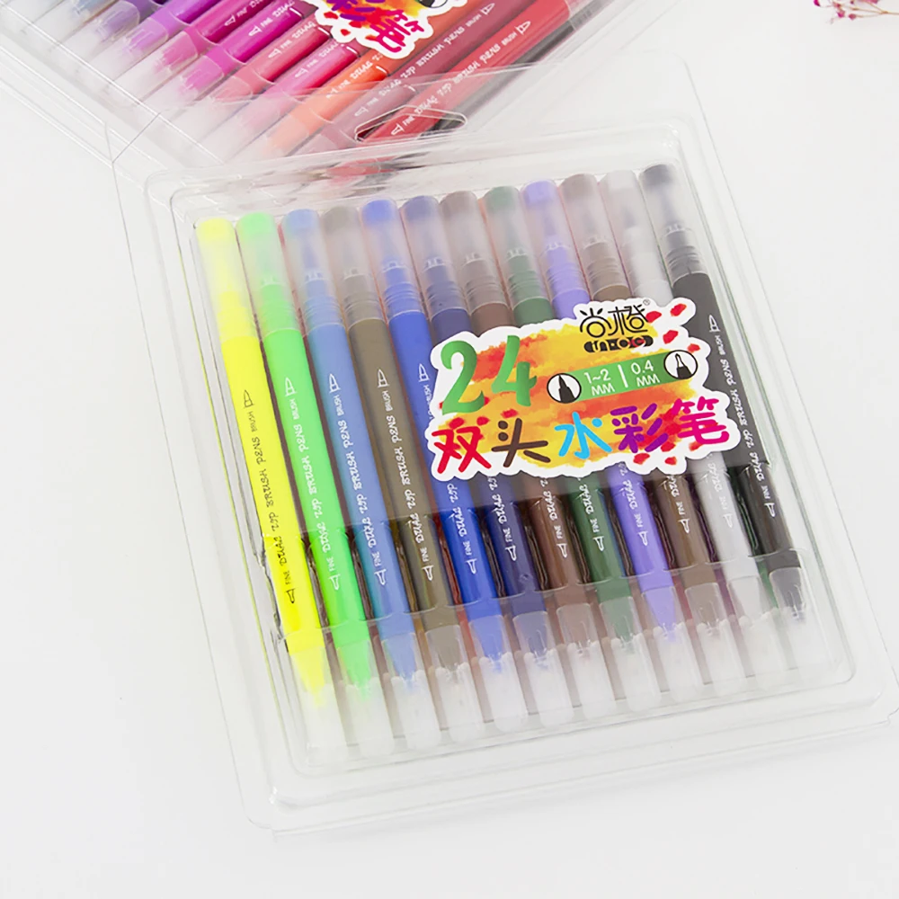 Happyview-24-Colors-Water-Color-Dual-Brush-Pen-Colored-Fine-And-Brush-Tip-Pen-For-Writing