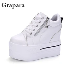 Увеличивающая рост обувь на плоской платформе женская обувь для школьников на толстой подошве на каждый день женская обувь на плоской подошве со шнуровкой однотонная женская обувь черного и белого цвета