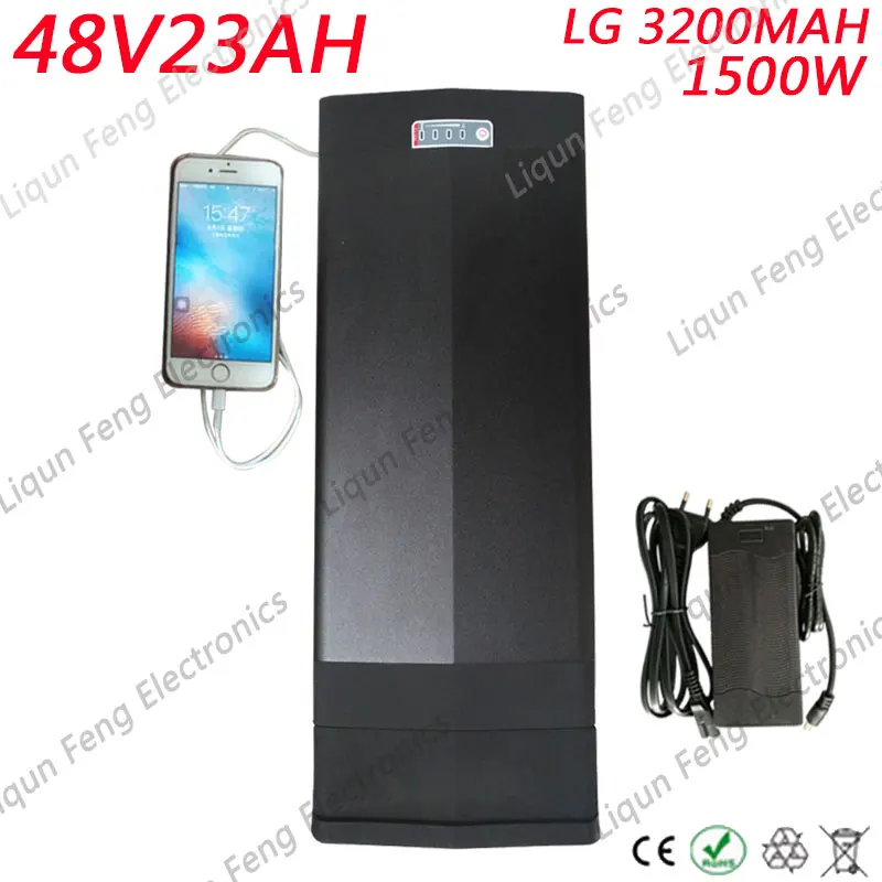 48V 750W 1000W 1500W электрический велосипед батарея 23Ah для LG 18650 ячеек литиевая с USB 2 0