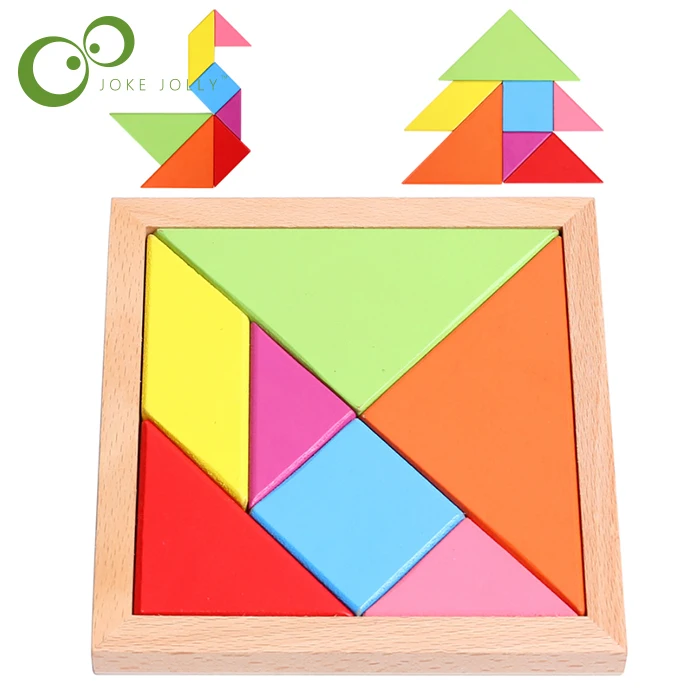 7 шт. детские деревянные геометрические головоломки|wooden educational|tangram puzzlechild wood |