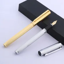 Офисная Серебряная Золотая школьная Студенческая ручка металлическая средняя Подарочная перьевая ручка iraurita