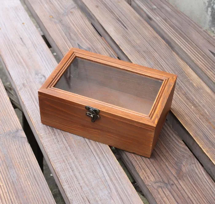 ZAKKA продуктовый Стиль Ретро деревянная коробка со стеклянной крышкой коробка для хранения ювелирных изделий стол orgainzer
