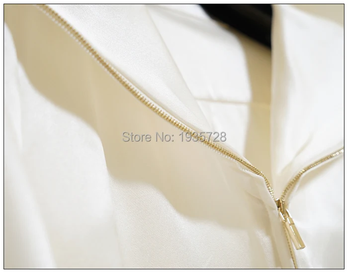 Ограниченная серия роскошная шелковая элегантная женская белая двусторонняя атласная блузка с матросским воротником Топ-леди золотая молния украшенная рубашка