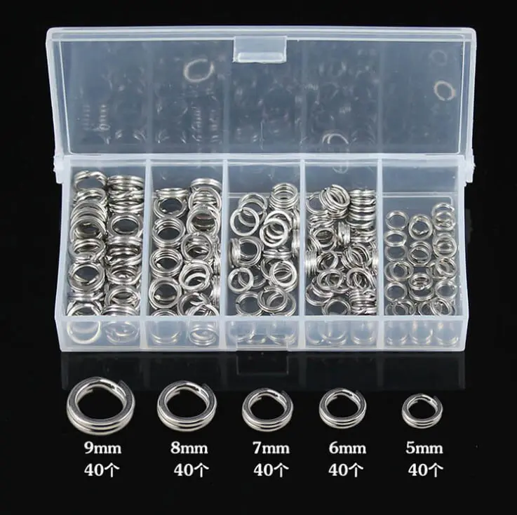 

200pcs/box Stainless Steel Round Double Split Ring Swivel Fishing Line Hook Connectors 5mm-9mm Assorted Size Salwater Freshwater