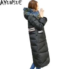 AYUNSUE зимние женские пуховики новые длинные толстые цветные женские пальто с натуральным меховым воротником высокого качества Doudoune Femme ST268