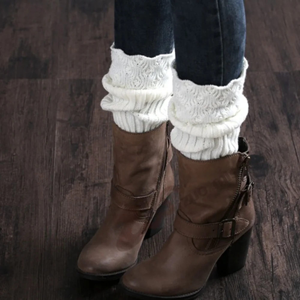 Зимние теплые носки вязаный крючком манжеты для ботинок шерстяная отделка гетры женские аксессуары для одежды