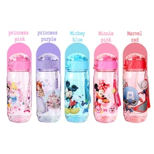 450ml Minnie/Mickey Mouse Kid Drinking Bottle Feeding Straw Children Cup Feeding Baby Bottles Water Bottle baby feeding water bottle portable no spill cup my plastic bottle children s small kettle with straw food grade slide cover copo