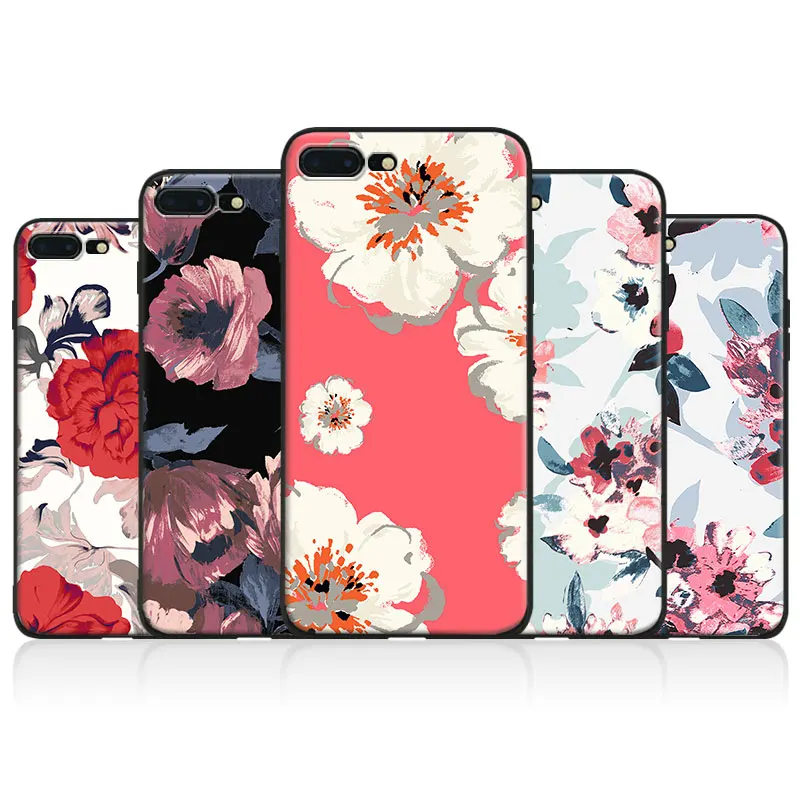 

Beautiful Flower Pattern painting Coque tpu Soft Silicone Phone Case Cover SFor Apple iPhone 5 5s Se 6 6s 7 8 Plus X XR XS MAX