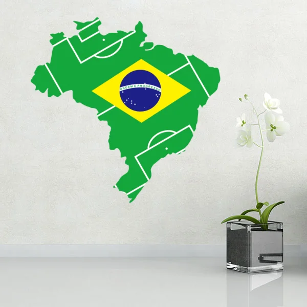 Map of Brazil Brasil flag Wall Sticker Fantastic Wall Art Decal Wall