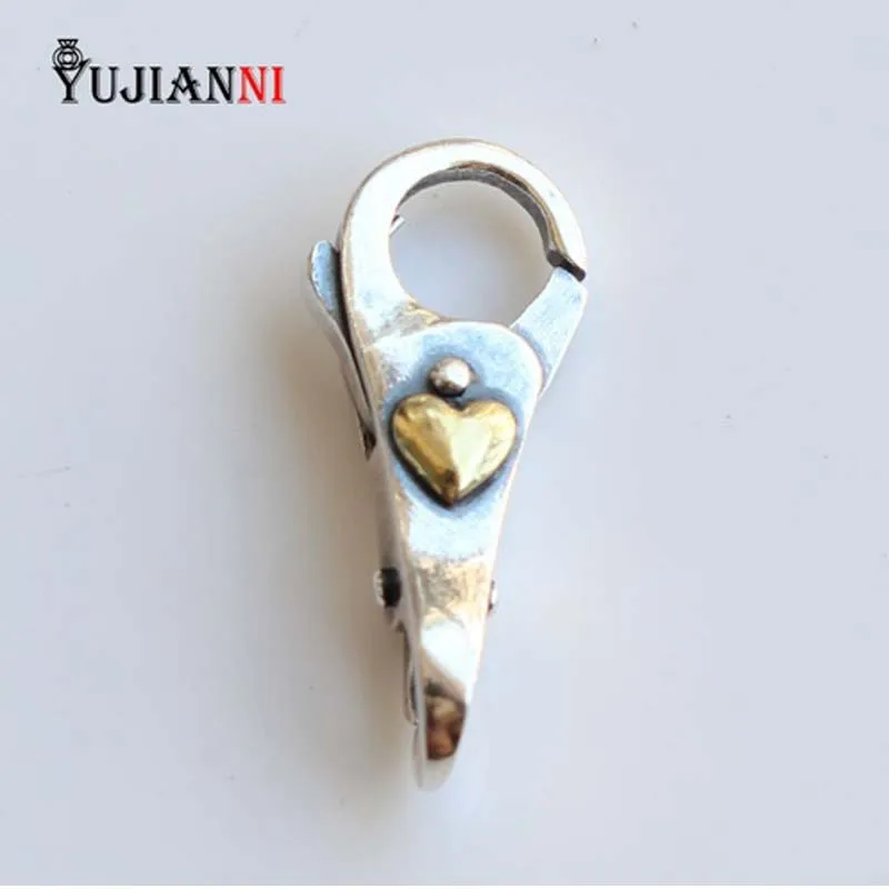 

Gold Heart Lock Authentic 925 Sterling Silver Lobster Clasp Charms Fit European Brand Troll Bracelet DIY Jewelry Making