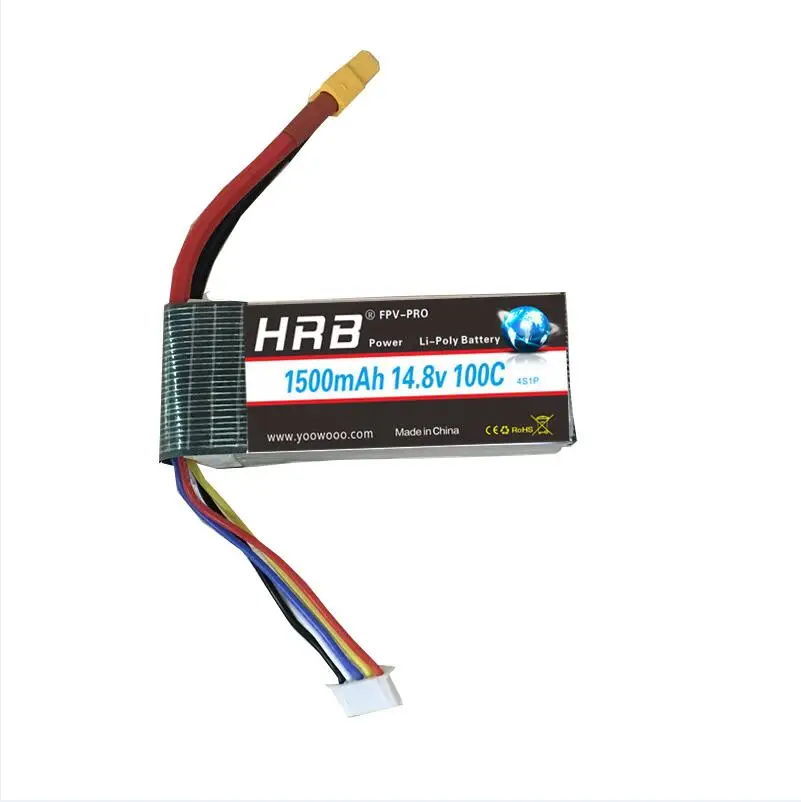 

HRB 1500mAh 14.8V 100C Max 200C 4S Lipo Battery Pack for FPV Racer