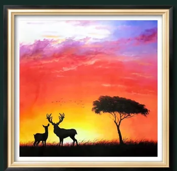 

Hamdmade abstract animal deer Oil Paintings On Canvas Large Light Blue Color Abstract Flowers Pictures For Living Room 029