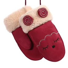 Милые детские зимние перчатки с изображением кота и смайлика замшевые кожаные перчатки-митенки для мальчиков и девочек Теплые хлопковые перчатки