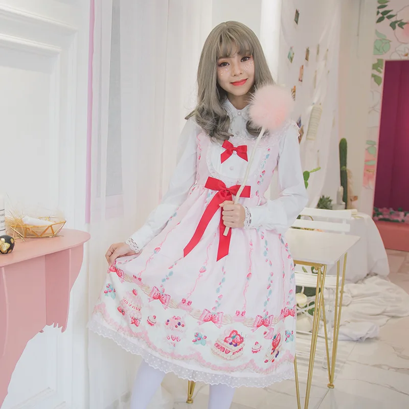 Gratis Verzending 2019 Japanse Zoete Dame Op schouderbandjes Lolita Prinses Rok Van Hoge Taille Strik Jsk Jurk Groothandel spot Gratis Verzending 2019 Japanse Zoete Dame Op schouderbandjes Lolita Prinses Rok Van Hoge Taille Strik Jsk Jurk Groothandel spot