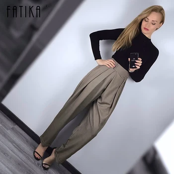 

FATIKA 2019 Spring New Hot Women Pants Solid Loose Casual Pants Stylish Ladies Pockets Long Trousers Women's Clothing