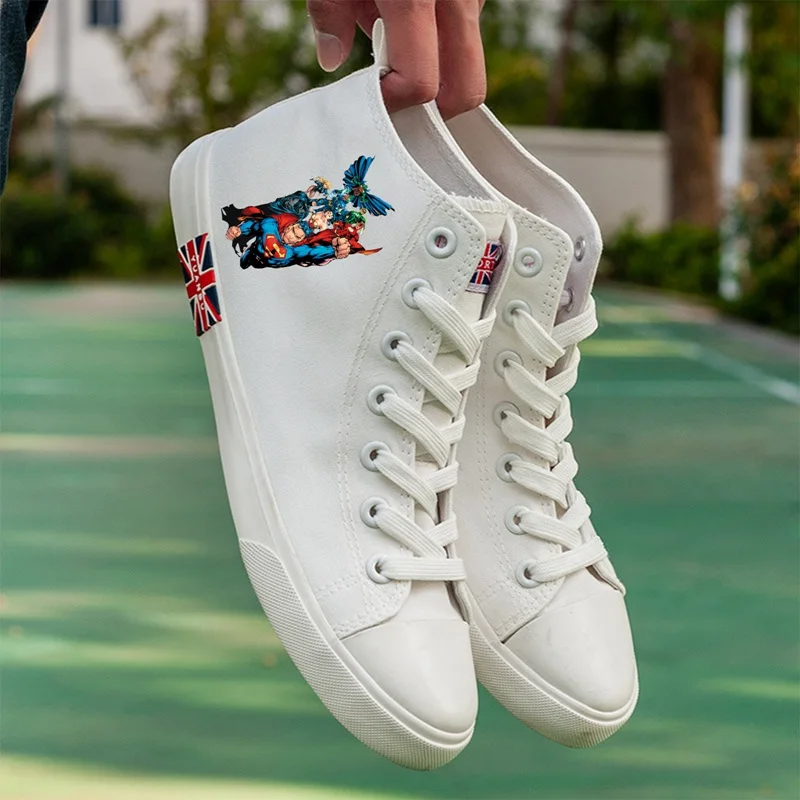 

Justice League Superman Batman Heroine Cartoon Printing High Heel Canvas Uppers Sneakers College Personalise Fashion Casual