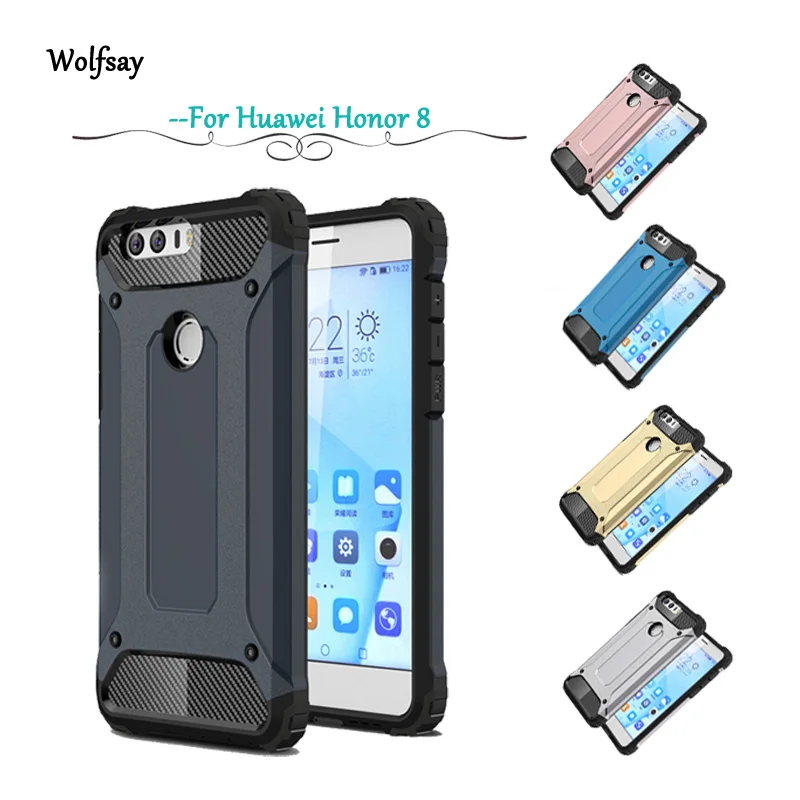 

For Huawei Honor 8 Case Slim Armor Anti-Shock Silicone Rugged Rubber Hybrid Hard PC Phone Case For Honor 8 Cover Fundas