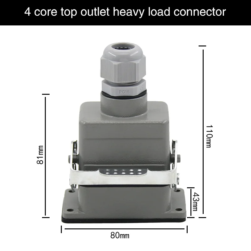 Прямоугольный тяжелых разъем hdc-04/6/10/16/20/24/32/48 ядро авиационная вставка 16A верхние строчки и побочных линий - Цвет: 4 core  top  line