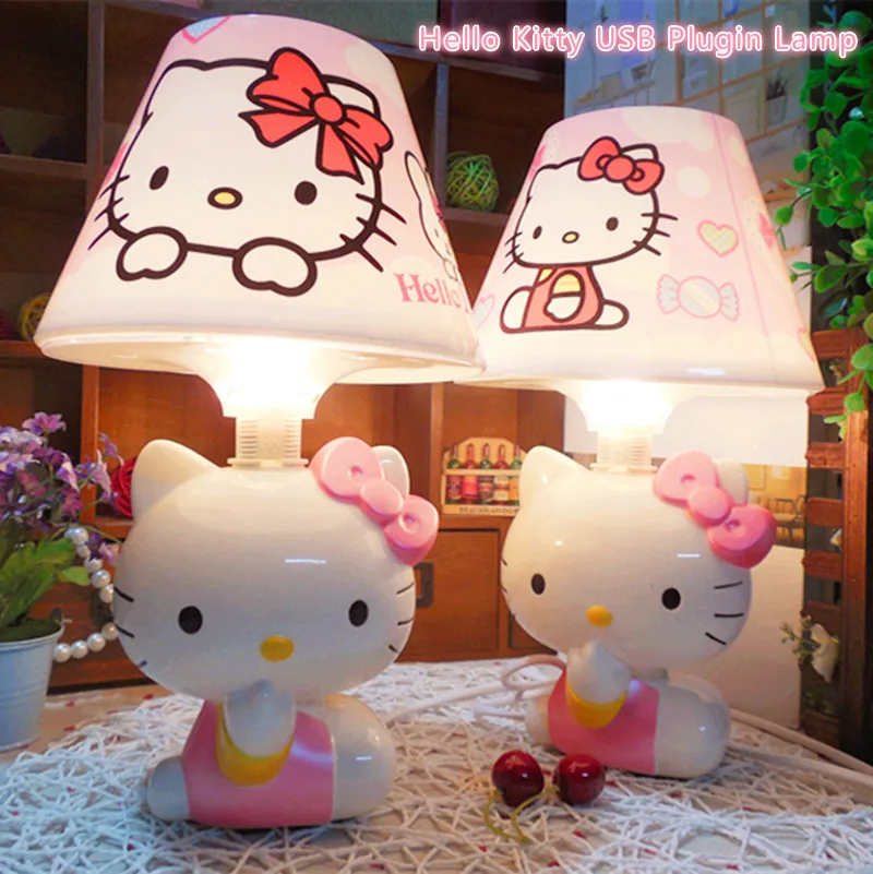 2018 New Arrival Hello Kitty Lamp Cute Cartoon Design Warm Light for