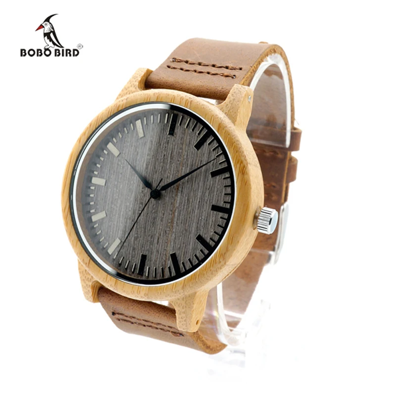 2017 Brand BOBO BIRD Quartz Leather Men Bamboo Watches Luxury Wristwatch Male Wood Watch relojes hombre Relogio Masculino C-A18