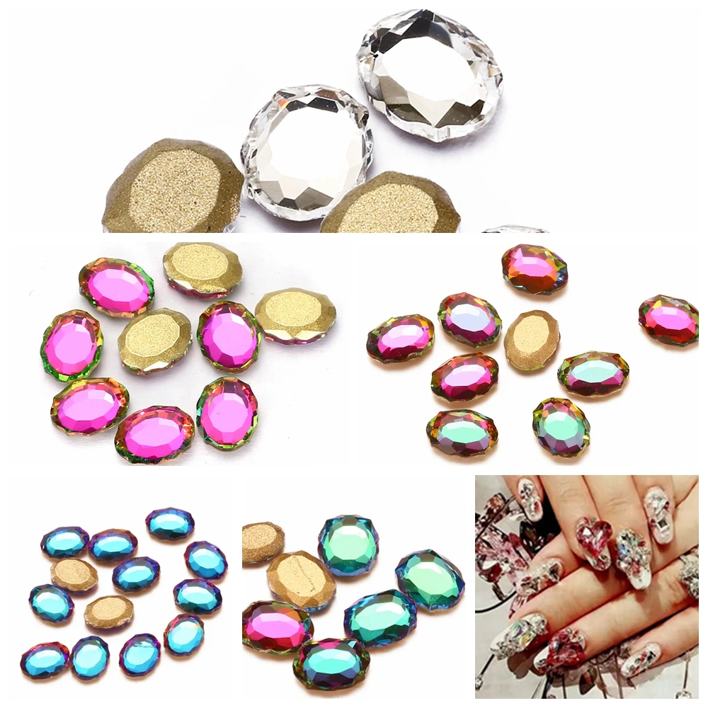 Nail Decorations 50pcs Oval Design Glass Rhinestone For Nail Art